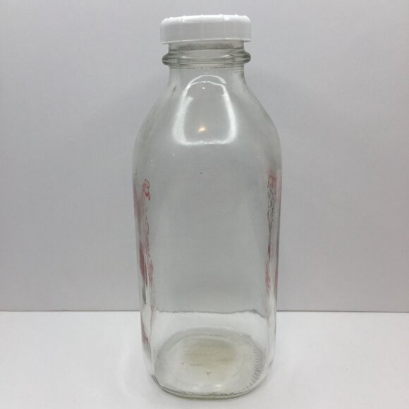 Vintage Set 3 Broguieres Glass Milk Bottles Egg Nog Christmas 2007 Reusable Lids - Picture 7 of 14